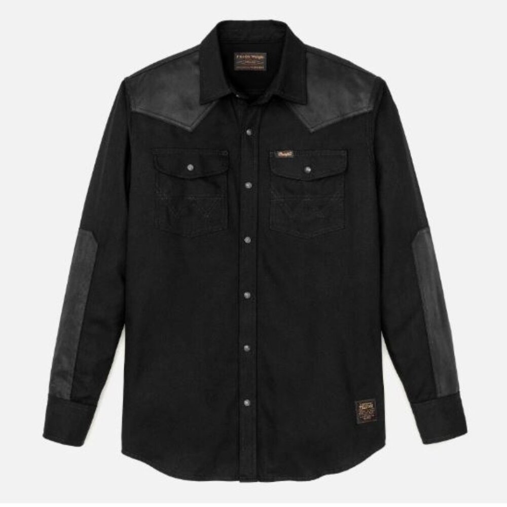 Filson x Wrangler Adventure Shirt Denim and Waxed Cotton Men's Size XL Black New